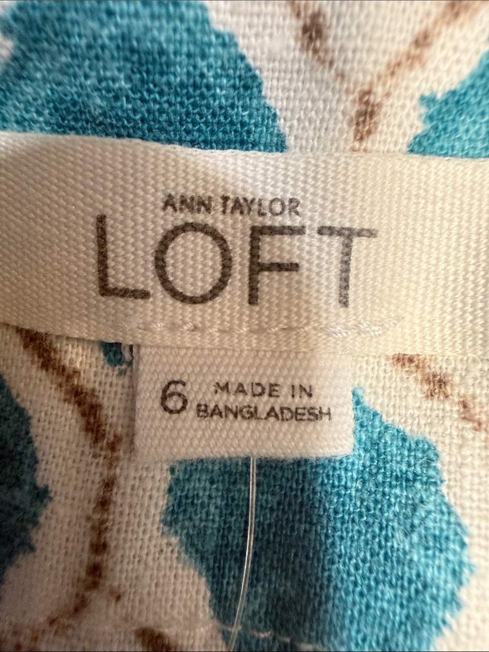 LOFT Riviera Linen Blend Shorts Turquoise Geometric Print Size 6 - Picture 7 of 11